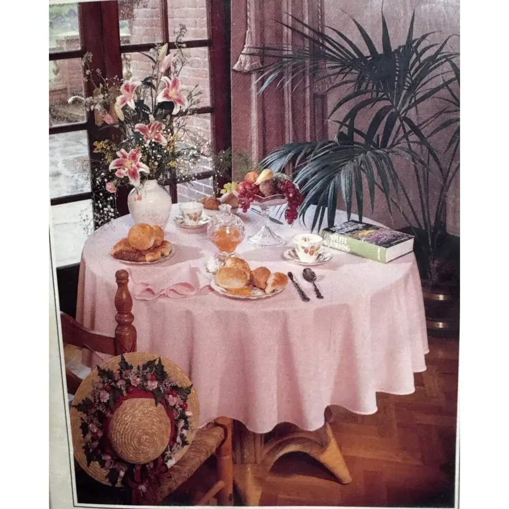 VTG Claire Tablecloth Rose Pink 67” X 88” Rectangle Stain Release Great Britain